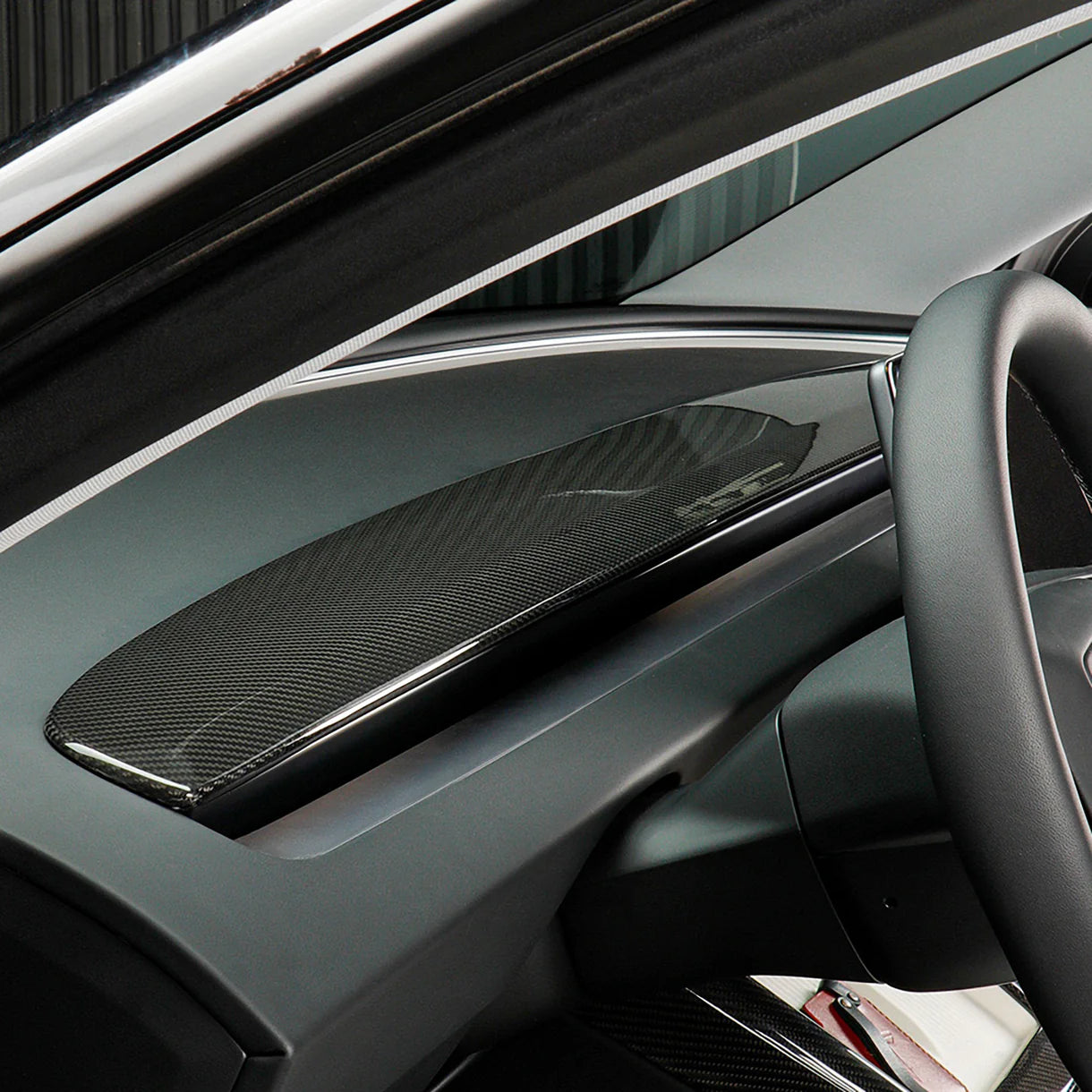 Real Dry Carbon Fiber Dashboard Replacement for 2025+ Tesla Model Y Juniper – OEM-Style Full Dash Trim Replacement with Clip-On Installation, Lightweight Interior Upgrade for Tesla Model Y 2025 2026