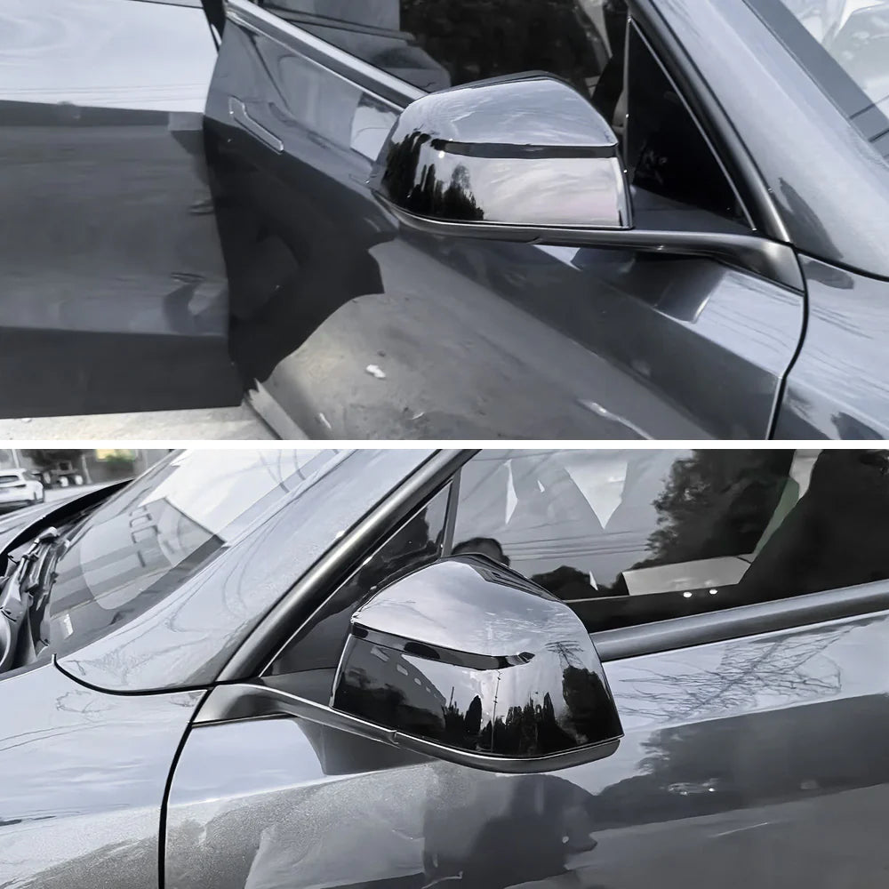 Real Carbon Fiber Style Side Mirror Covers for 2025+ Tesla Model Y Juniper – Custom ABS Mirror Caps with Hydro-Dipped Carbon Fiber Finish, OEM Precision Fit & Easy 3M Installation