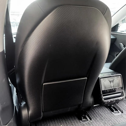 Real Carbon Fiber Seat Back Covers for 2024+ Tesla Model 3 Highland & 2025.03+ Tesla Model Y Juniper Premium – Genuine Dry Carbon Fiber Rear Seat Protector Trim with Pocket Covers