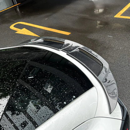 Tesla Model Y Juniper 2025+ Real Carbon Fiber Rear Spoiler Wing – Dual Air Outlet Aerodynamic Trunk Lip | Lightweight Performance Upgrade with 3M Adhesive Installation