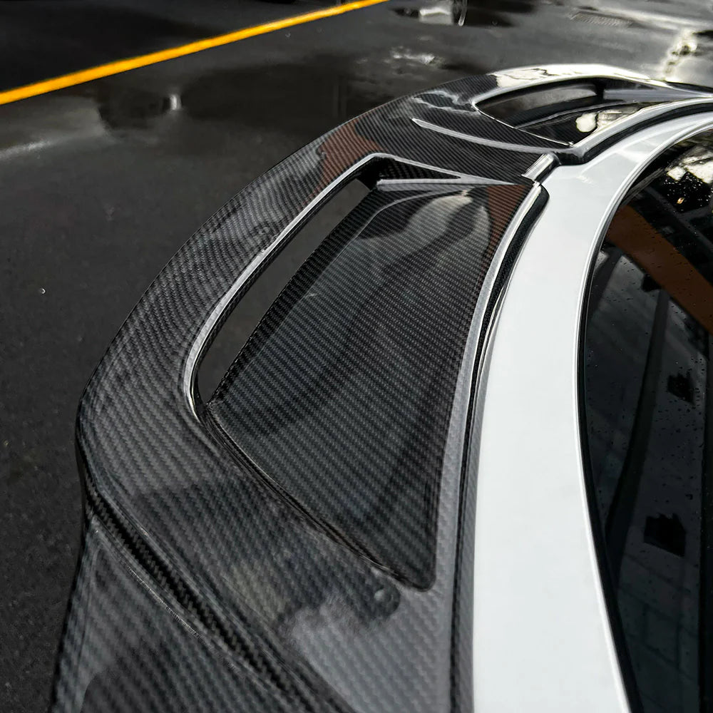 Tesla Model Y Juniper 2025+ Real Carbon Fiber Rear Spoiler Wing – Dual Air Outlet Aerodynamic Trunk Lip | Lightweight Performance Upgrade with 3M Adhesive Installation
