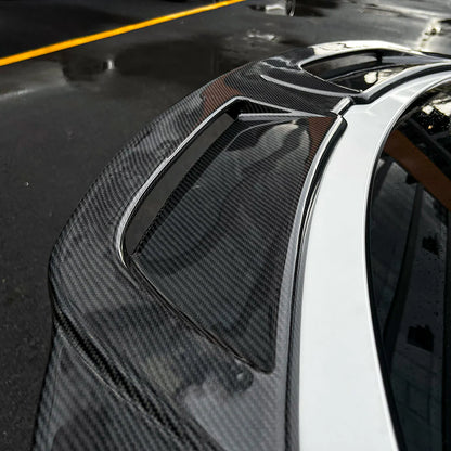 Tesla Model Y Juniper 2025+ Real Carbon Fiber Rear Spoiler Wing – Dual Air Outlet Aerodynamic Trunk Lip | Lightweight Performance Upgrade with 3M Adhesive Installation