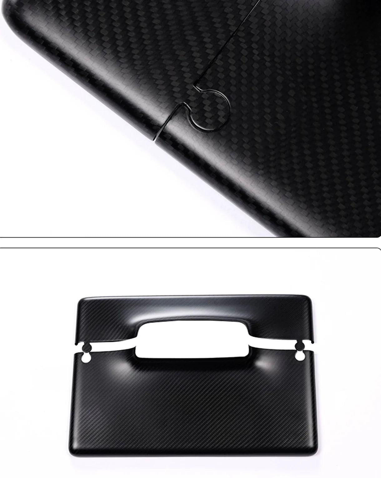 Real Dry Carbon Fiber Touchscreen Center Cover for 2024+ Tesla Model 3 Highland – 1x1 Plain Weave Gloss Screen Frame Protector Interior Trim Overlay