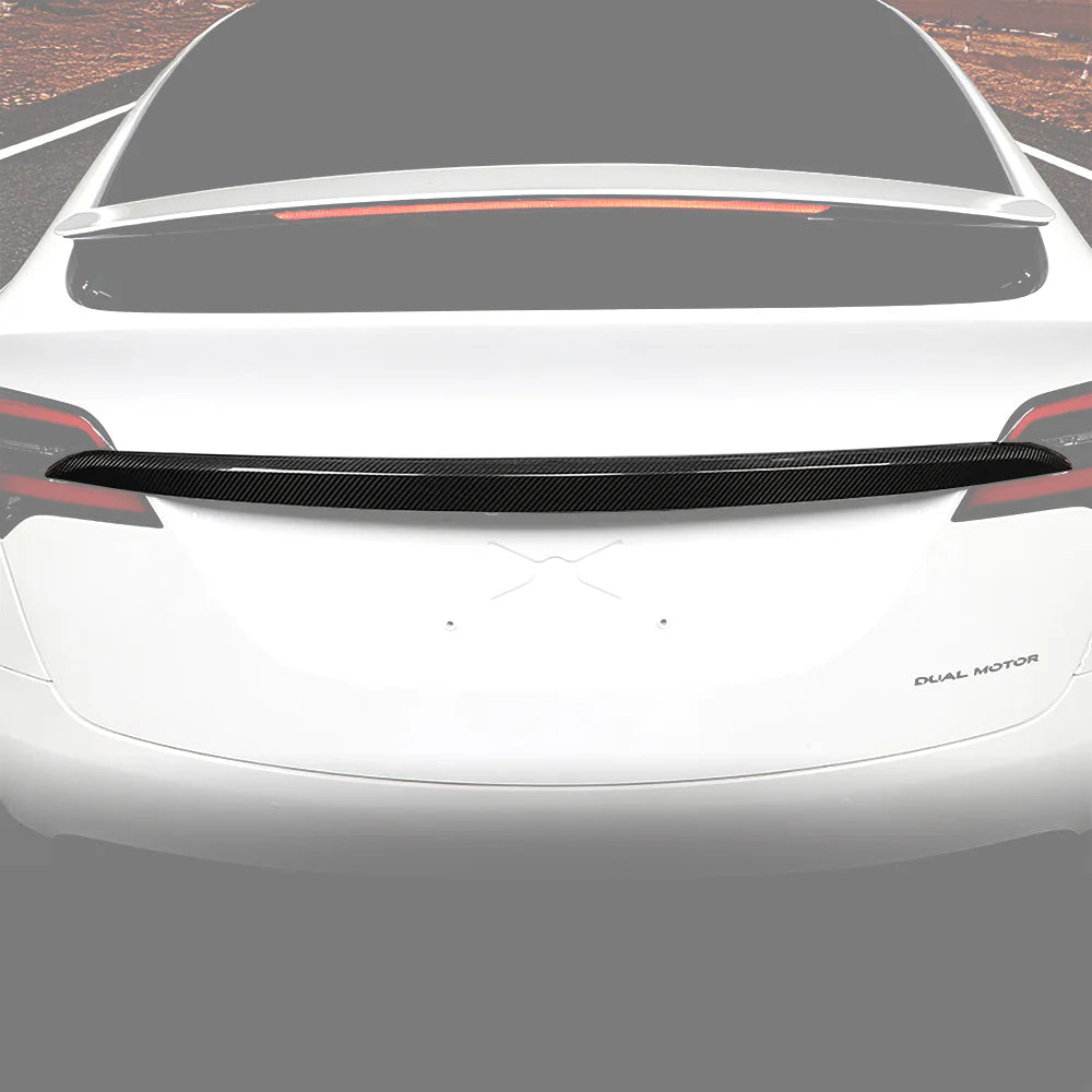 Real Carbon Fiber Tailgate Trunk Lid Trim Cover for Tesla Model X 2021–2026 | Glossy OEM-Style Rear Chrome Delete Exterior Styling Accent | Easy Install 3M Adhesive Overlay