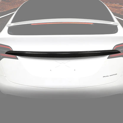 Real Carbon Fiber Tailgate Trunk Lid Trim Cover for Tesla Model X 2021–2026 | Glossy OEM-Style Rear Chrome Delete Exterior Styling Accent | Easy Install 3M Adhesive Overlay