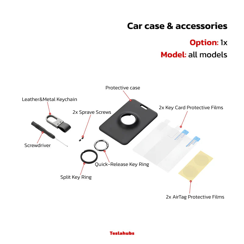 Tesla Key Card Case with AirTag Holder – Protective Anti-Loss Cover for Tesla Key Card (AirTag Not Included)