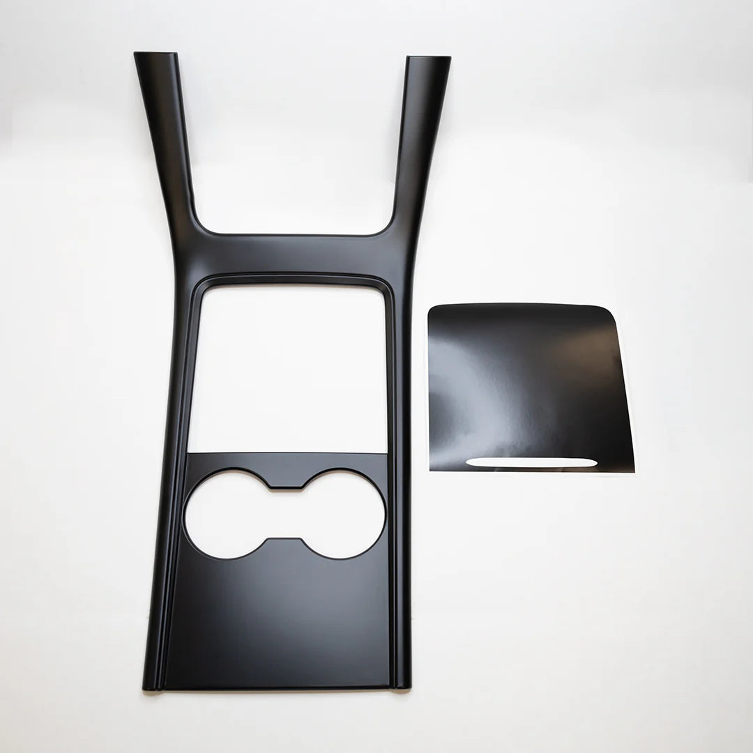 2021–2023 Tesla Model 3 & 2021–2024 Tesla Model Y Center Console Frame Cover (Gen 2, 2-Piece) – Alcantara Ultrasuede or Satin Black ABS Trim (Not for 2024+ Model 3 Highland / 2025+ Model Y Juniper)