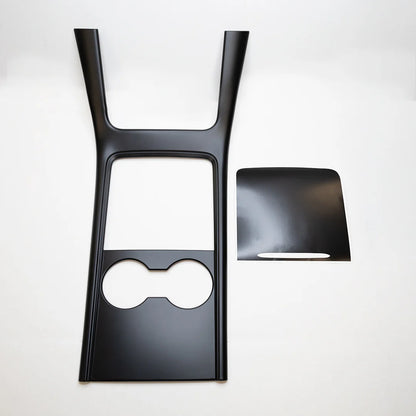2021–2023 Tesla Model 3 & 2021–2024 Tesla Model Y Center Console Frame Cover (Gen 2, 2-Piece) – Alcantara Ultrasuede or Satin Black ABS Trim (Not for 2024+ Model 3 Highland / 2025+ Model Y Juniper)