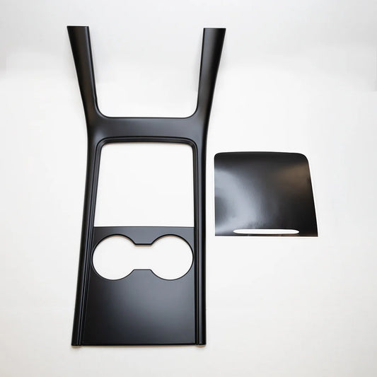 2021–2023 Tesla Model 3 & 2021–2024 Tesla Model Y Center Console Frame Cover (Gen 2, 2-Piece) – Alcantara Ultrasuede or Satin Black ABS Trim (Not for 2024+ Model 3 Highland / 2025+ Model Y Juniper)