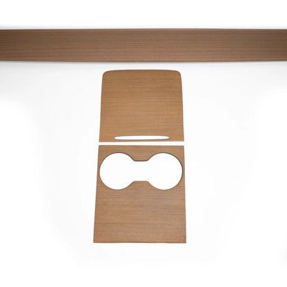 Tesla Model 3 & Model Y Center Console Overlays (Gen 2) – Real Flat Open-Pore Wood Veneer, Version 3 | Fits 2021–2023 Model 3 & 2021–2024 Model Y