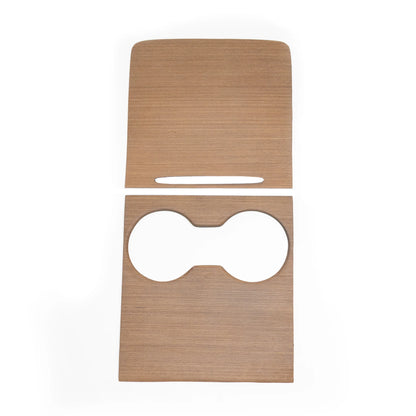 Tesla Model 3 & Model Y Center Console Overlays (Gen 2) – Real Flat Open-Pore Wood Veneer, Version 3 | Fits 2021–2023 Model 3 & 2021–2024 Model Y