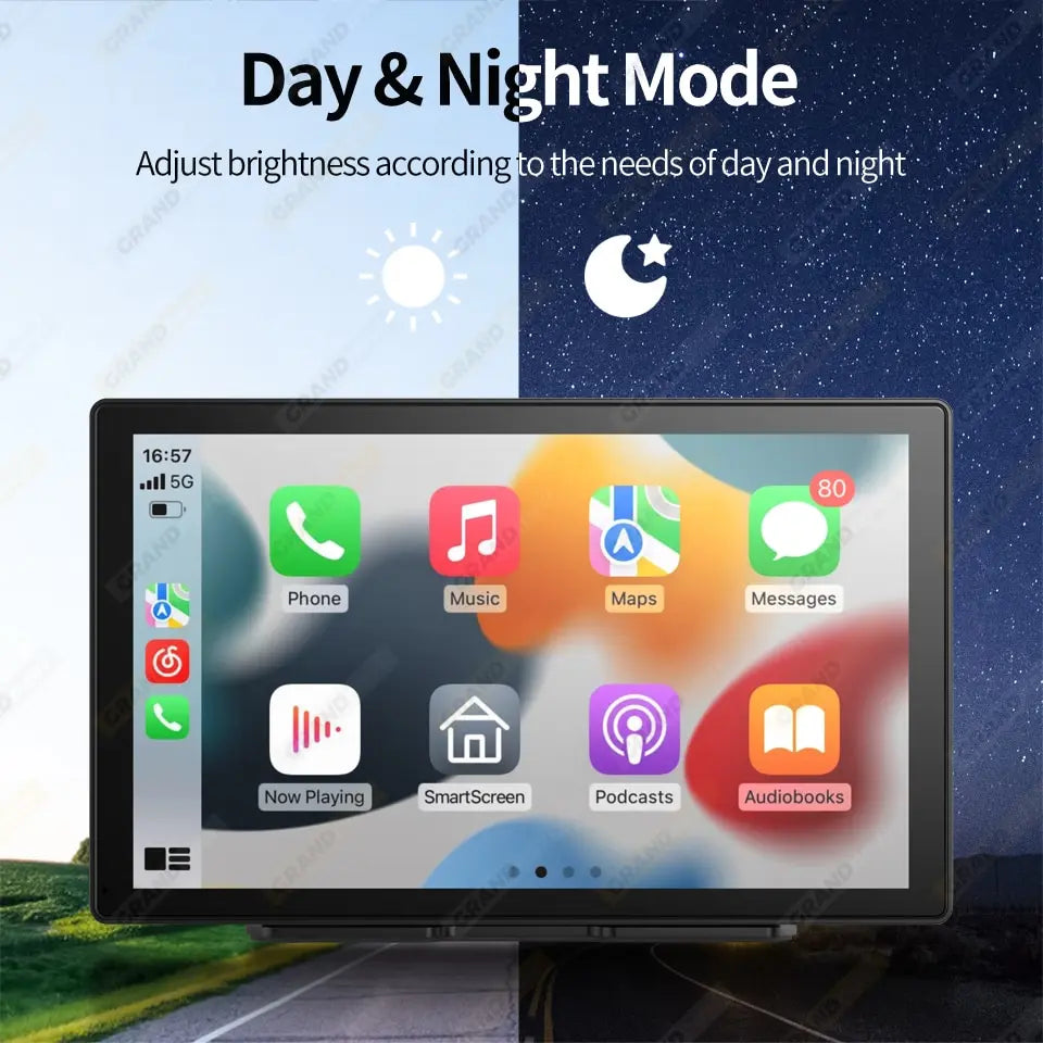 Control your screen with day/night mode and adjust brightness for optimal viewing on this smart device.