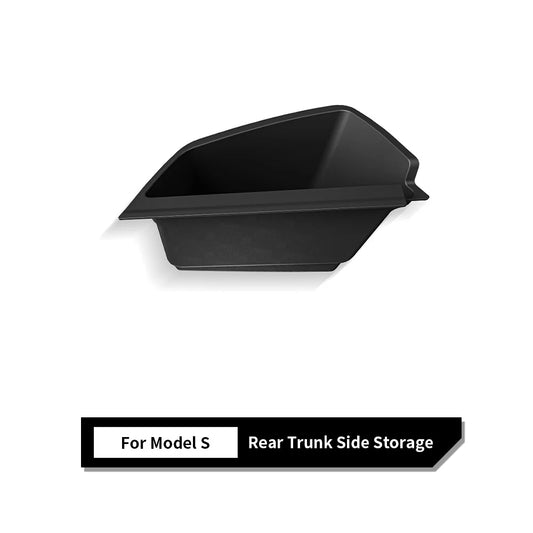 Custom-Fit Left Side Trunk Organizer Bin for Tesla Model S (2021–2024) & Model X (2021–2024) – Heavy-Duty Waterproof TPE Rear Cargo Storage Box | OEM Style Interior Trunk Storage Tray (Not Fit 2025+ Refresh Models)