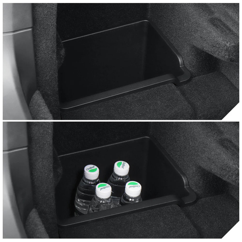 Custom-Fit Left Side Trunk Organizer Bin for Tesla Model S (2021–2024) & Model X (2021–2024) – Heavy-Duty Waterproof TPE Rear Cargo Storage Box | OEM Style Interior Trunk Storage Tray (Not Fit 2025+ Refresh Models)