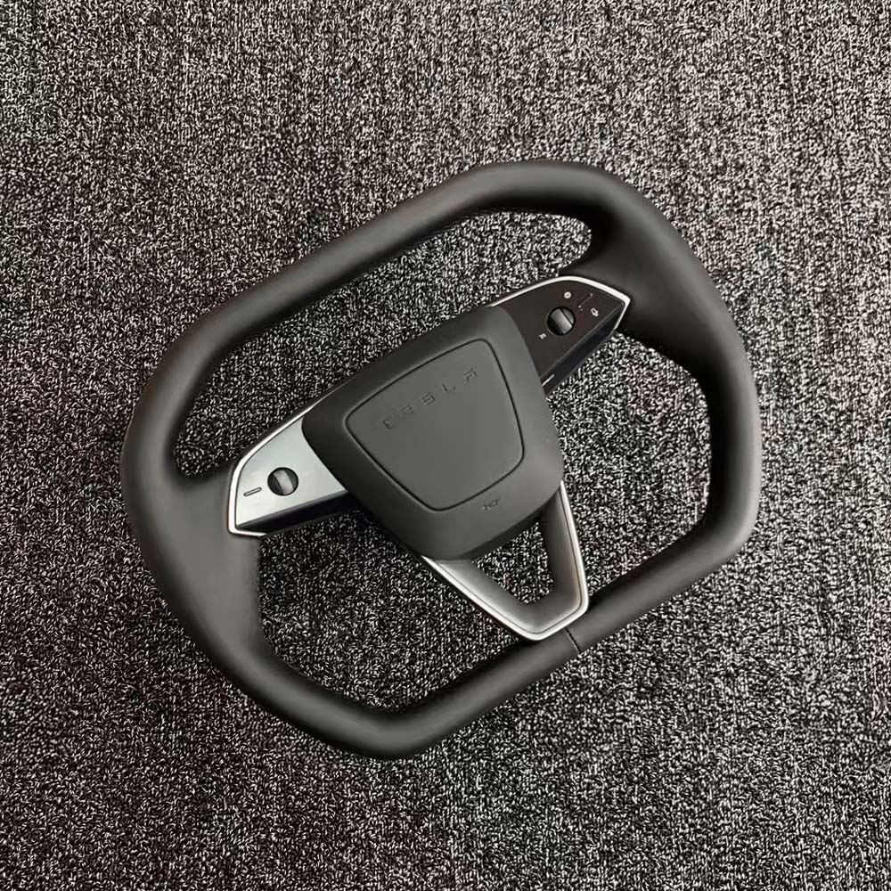 Cybertruck-Inspired Heated Steering Wheel Upgrade for 2024+ Tesla Model 3 Highland & 2025+ Tesla Model Y Juniper – Premium Handcrafted Nappa Leather OEM-Style Replacement