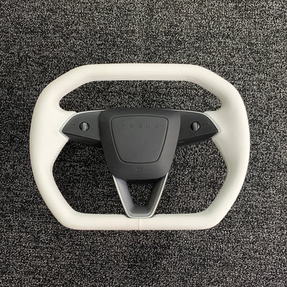 Cybertruck-Inspired Heated Steering Wheel Upgrade for 2024+ Tesla Model 3 Highland & 2025+ Tesla Model Y Juniper – Premium Handcrafted Nappa Leather OEM-Style Replacement