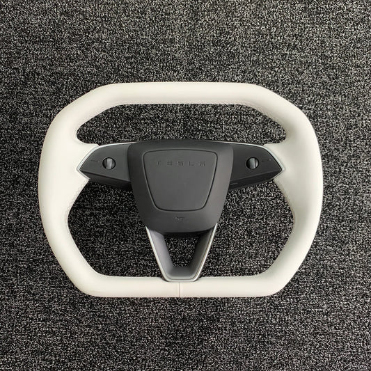 Cybertruck-Inspired Heated Steering Wheel Upgrade for 2024+ Tesla Model 3 Highland & 2025+ Tesla Model Y Juniper – Premium Handcrafted Nappa Leather OEM-Style Replacement