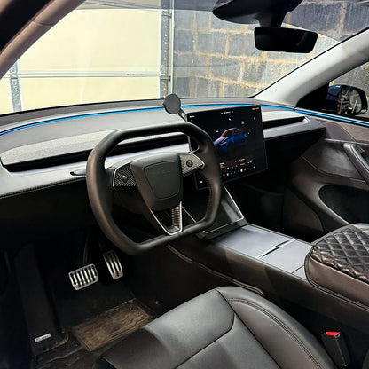 Cybertruck-Inspired Heated Steering Wheel Upgrade for 2024+ Tesla Model 3 Highland & 2025+ Tesla Model Y Juniper – Premium Handcrafted Nappa Leather OEM-Style Replacement