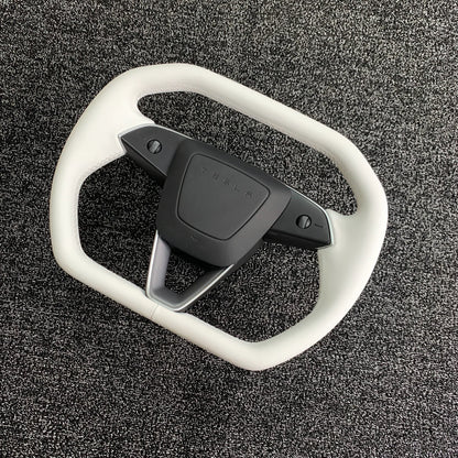 Cybertruck-Inspired Heated Steering Wheel Upgrade for 2024+ Tesla Model 3 Highland & 2025+ Tesla Model Y Juniper – Premium Handcrafted Nappa Leather OEM-Style Replacement