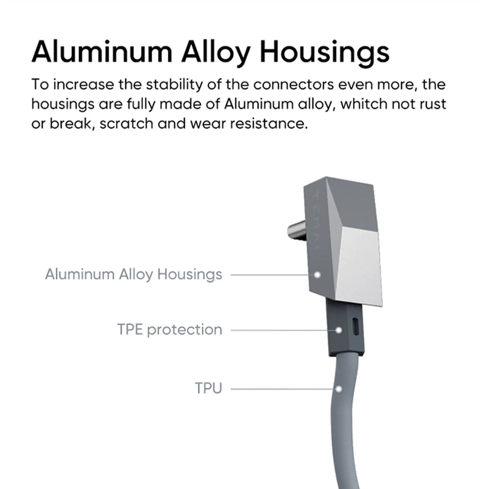 Cybertruck Style Retractable USB-C Cable 100W PD Fast Charging with Magnetic Holder for Tesla Model S / Model 3 / Model X / Model Y / Cybertruck (Coiled 4FT Cable + Lightning Adapter)