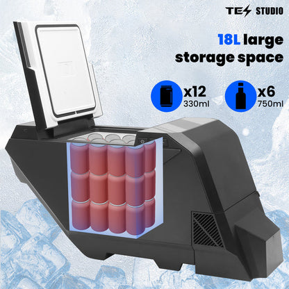 18L Center Console Floor Refrigerator for Tesla Cybertruck | Custom-Fit Portable Cooler Fridge with Dual Cooling Modes, USB-C Fast Charging & ECO Energy Saving