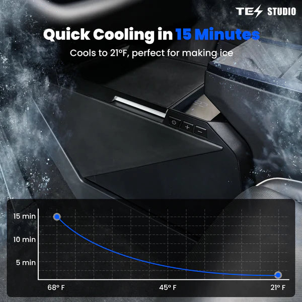 18L Center Console Floor Refrigerator for Tesla Cybertruck | Custom-Fit Portable Cooler Fridge with Dual Cooling Modes, USB-C Fast Charging & ECO Energy Saving