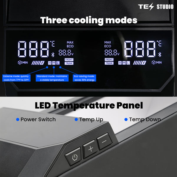 18L Center Console Floor Refrigerator for Tesla Cybertruck | Custom-Fit Portable Cooler Fridge with Dual Cooling Modes, USB-C Fast Charging & ECO Energy Saving