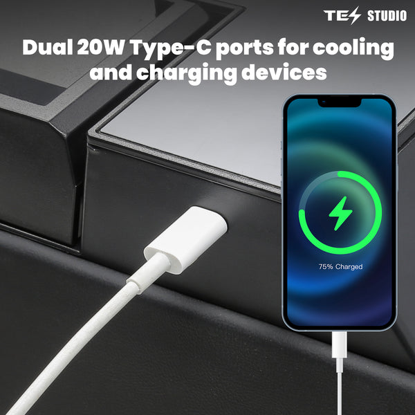 18L Center Console Floor Refrigerator for Tesla Cybertruck | Custom-Fit Portable Cooler Fridge with Dual Cooling Modes, USB-C Fast Charging & ECO Energy Saving