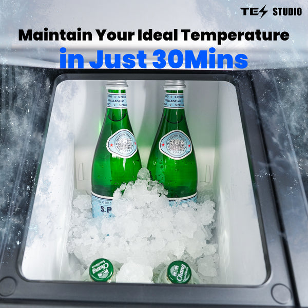 18L Center Console Floor Refrigerator for Tesla Cybertruck | Custom-Fit Portable Cooler Fridge with Dual Cooling Modes, USB-C Fast Charging & ECO Energy Saving