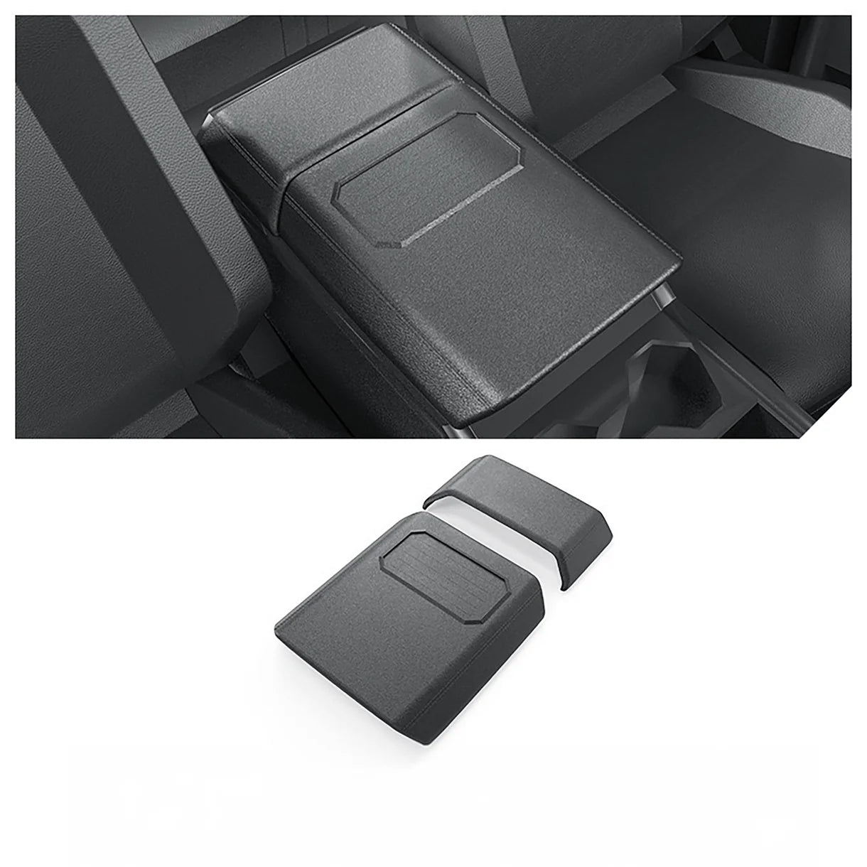 Tesla Cybertruck Armrest Cover & Rear Screen Top Protector Set – Waterproof TPE Center Console Armrest Cushion Cover with Non-Slip Phone Slot & Rear Display Upper Trim Protection for Tesla Cybertruck 2024+