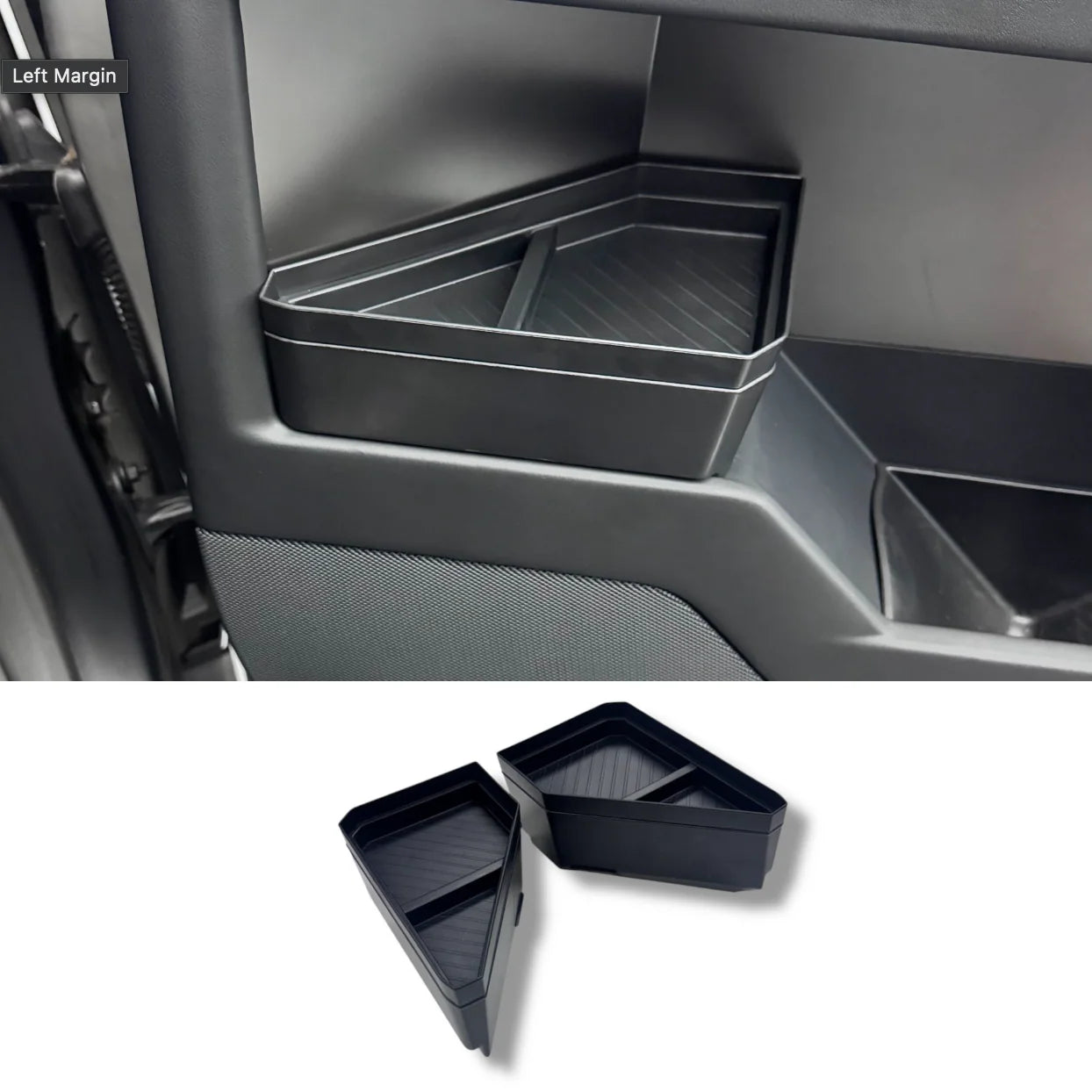 Hidden Door Organizer Tray Inserts for Tesla Cybertruck 2023–Present – Front Door Storage Box Liners, Dual-Level Upper & Lower Pockets, ABS Interior Organizer Accessories (4-Piece Set)