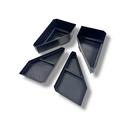 Hidden Door Organizer Tray Inserts for Tesla Cybertruck 2023–Present – Front Door Storage Box Liners, Dual-Level Upper & Lower Pockets, ABS Interior Organizer Accessories (4-Piece Set)