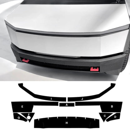Tesla Cybertruck Front Bumper Textured Vinyl Armor Kit (10-Piece) – Spray-On Bed Liner Style Protective Wrap for Rugged OEM Look