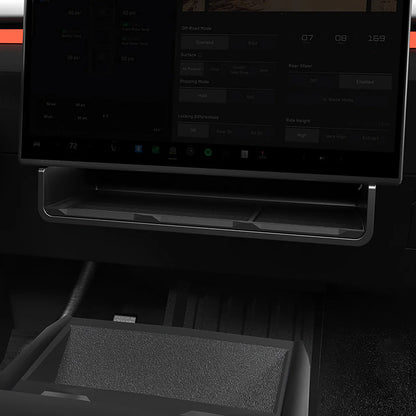 Tesla Cybertruck Under Screen Storage Organizer Tray for 2024+ Cybertruck – ABS Interior Dashboard Compartment with Non-Slip Rubber Mat for Phone, Wallet & Essentials