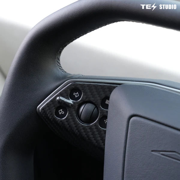 Real 3K Carbon Fiber Steering Wheel Panel Covers (3PCS) for Tesla Cybertruck – OEM Precision Fit, Lightweight Interior Trim Upgrade