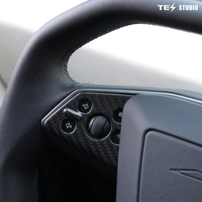 Real 3K Carbon Fiber Steering Wheel Panel Covers (3PCS) for Tesla Cybertruck – OEM Precision Fit, Lightweight Interior Trim Upgrade