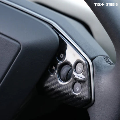 Real 3K Carbon Fiber Steering Wheel Panel Covers (3PCS) for Tesla Cybertruck – OEM Precision Fit, Lightweight Interior Trim Upgrade