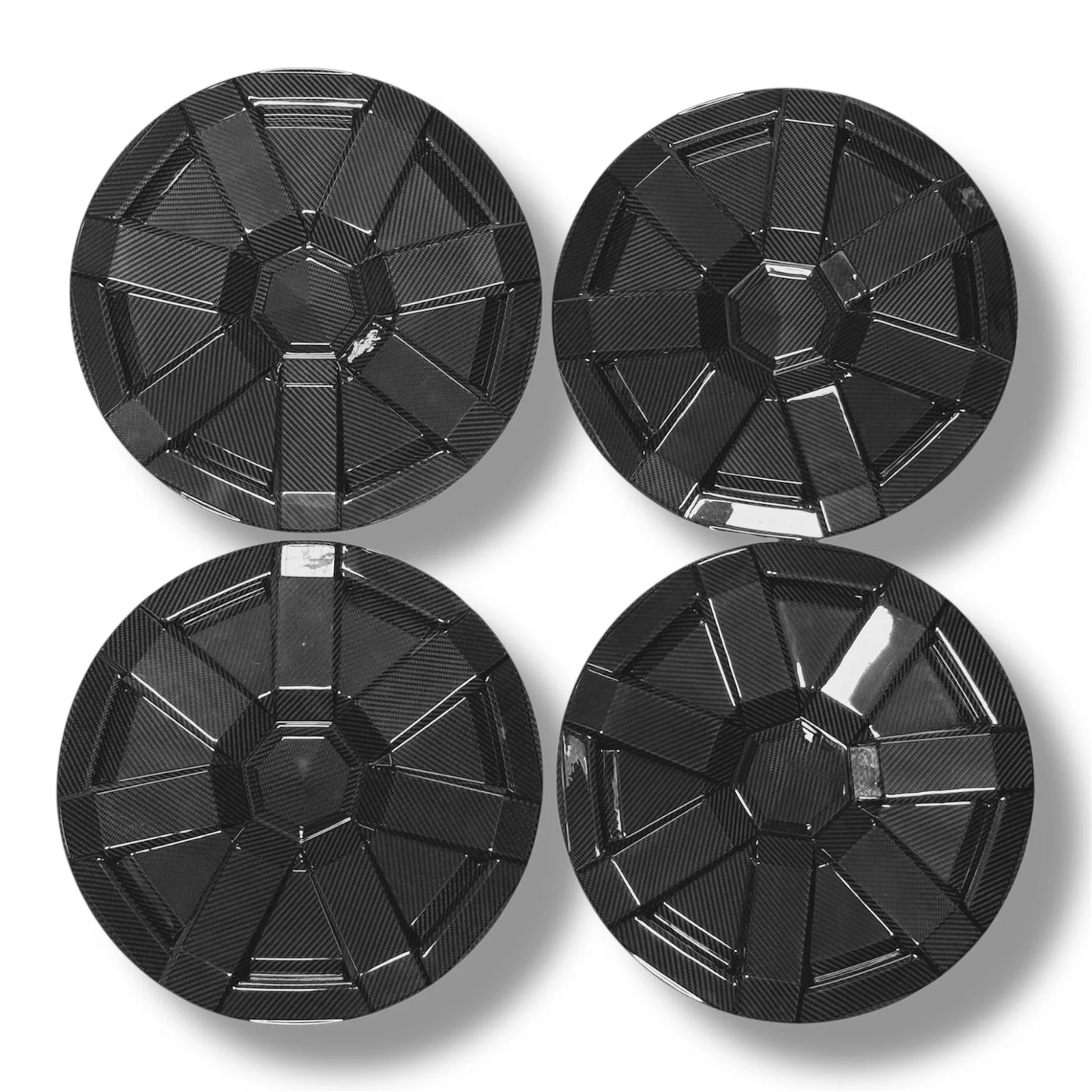 Tesla Cybertruck All-Season Core Wheel Cap Replacement – Real Dry Molded Carbon Fiber OEM-Style Snap-On Fit (Set of 4, 2023-Present)