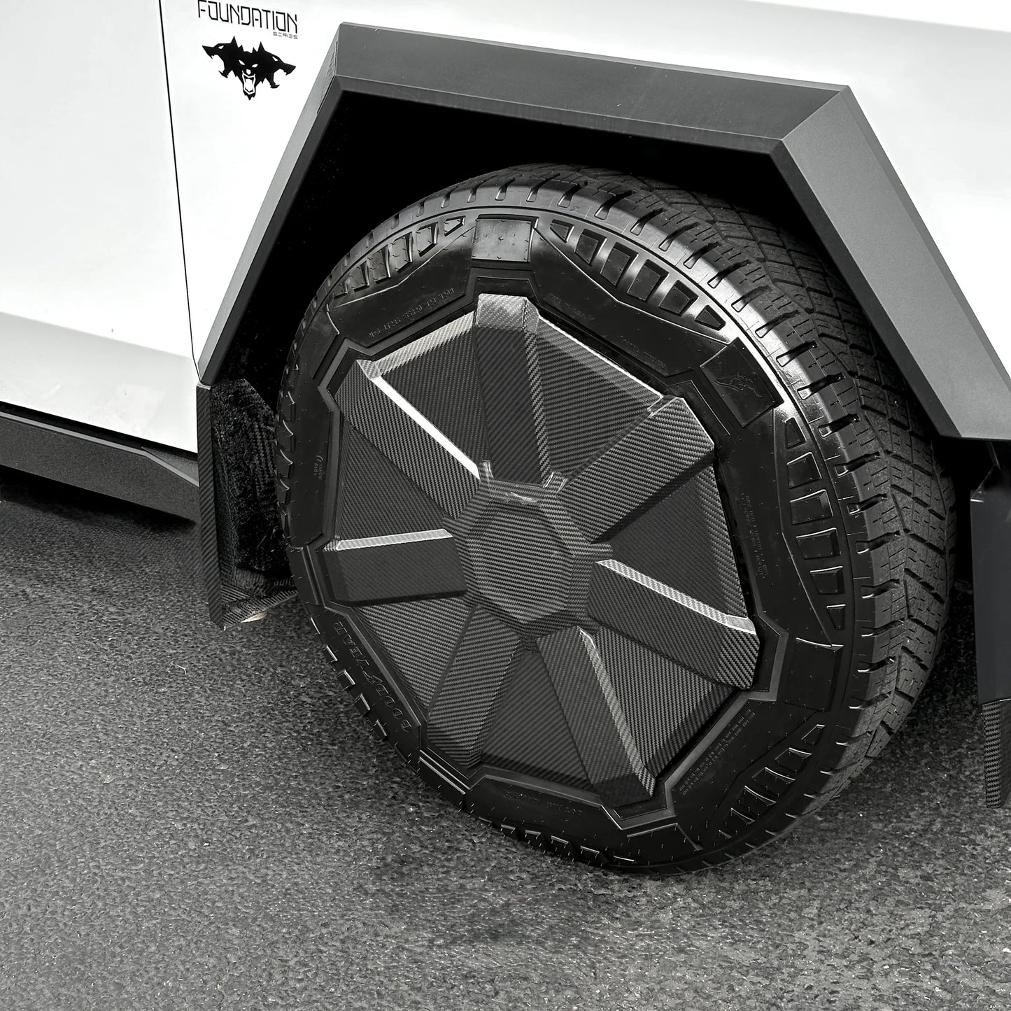 Tesla Cybertruck All-Terrain Cyber Wheel Cap Replacement – Full Replacement Dry Molded Carbon Fiber Wheel Covers (Set of 4)