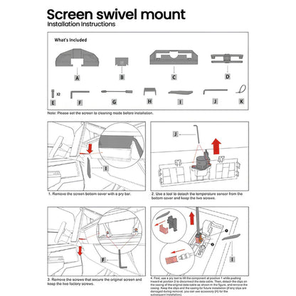 2026 Tesla Cybertruck Center Screen Swivel Rotating Mount Kit V3 – Original Screen Height | 4-Way Adjustable | Easy Installation Aluminum Console Display Bracket