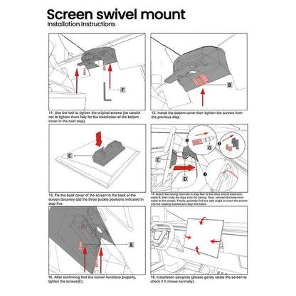 2026 Tesla Cybertruck Center Screen Swivel Rotating Mount Kit V3 – Original Screen Height | 4-Way Adjustable | Easy Installation Aluminum Console Display Bracket