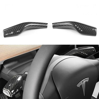 Tesla Model 3/Y Turn Signal Stalk Covers – Real Dry Carbon Fiber Interior Upgrade (2018-2024)