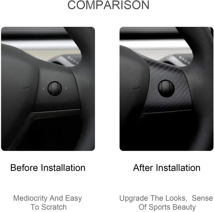 Tesla Model 3/Y Carbon Fiber Steering Wheel Trim – Real 3K Dry Carbon Interior Upgrade