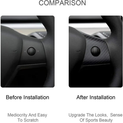 Tesla Model 3/Y Carbon Fiber Steering Wheel Trim – Real 3K Dry Carbon Interior Upgrade