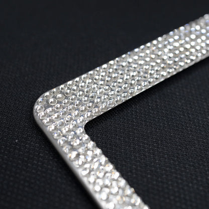 Bling Aluminum License Plate Frame with Sparkle Screw Caps – Fits Tesla Model S / Model 3 / Model X / Model Y – Silver, Black & Pearlescent Options