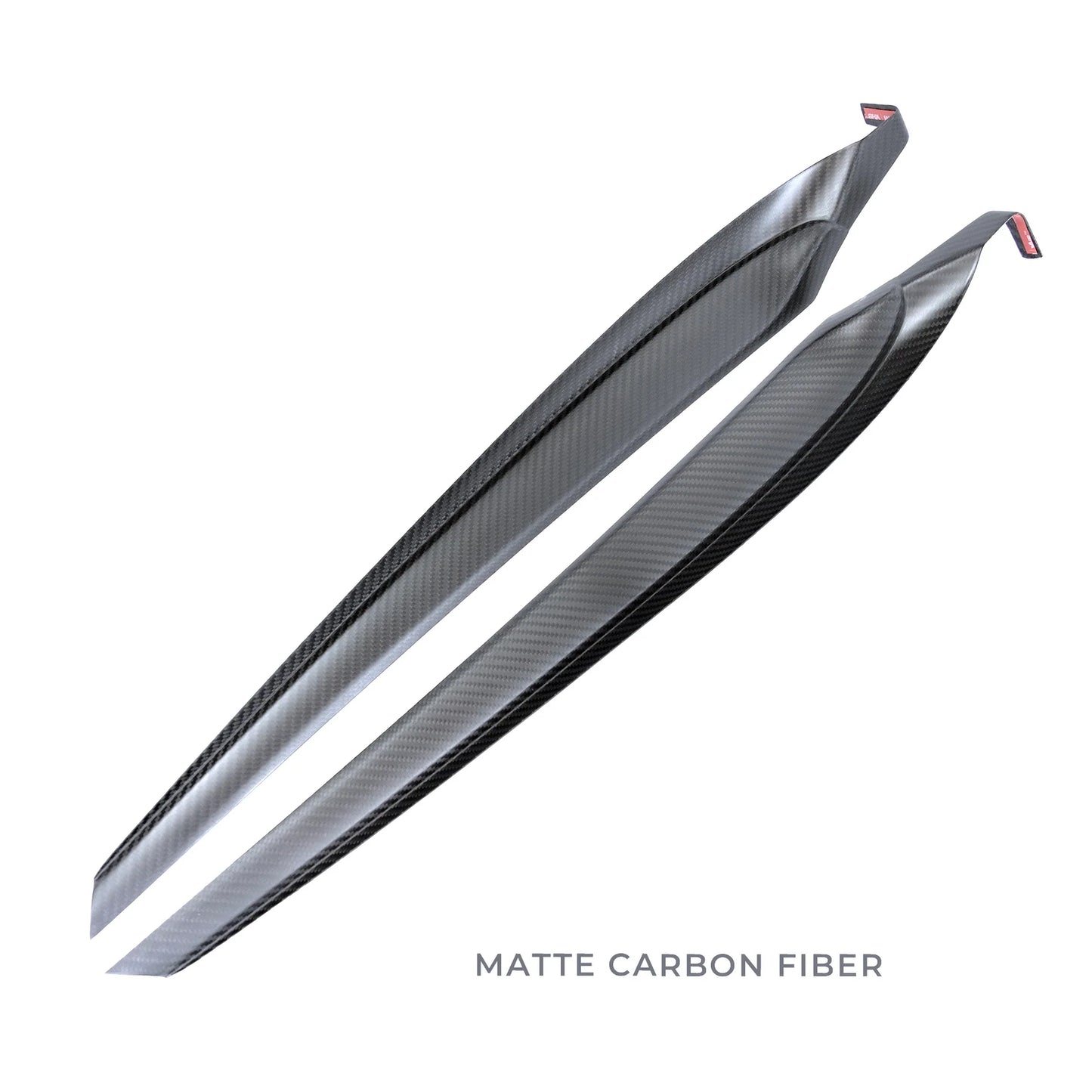 Tesla Model 3 & Model Y Extended Front Door Panel Overlay Covers (Version 2.0) – Real Dry Molded Carbon Fiber Interior Upgrade (30% Increased Coverage)