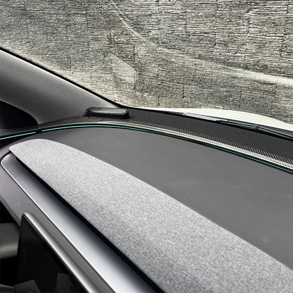 Dry Real Carbon Fiber Upper Dashboard Split Overlay Cover for Tesla Model Y Juniper 2025+ & Model Y L 2026 – 1x1 Plain / 2x2 Twill Weave, OEM Fit Interior Trim Upgrade