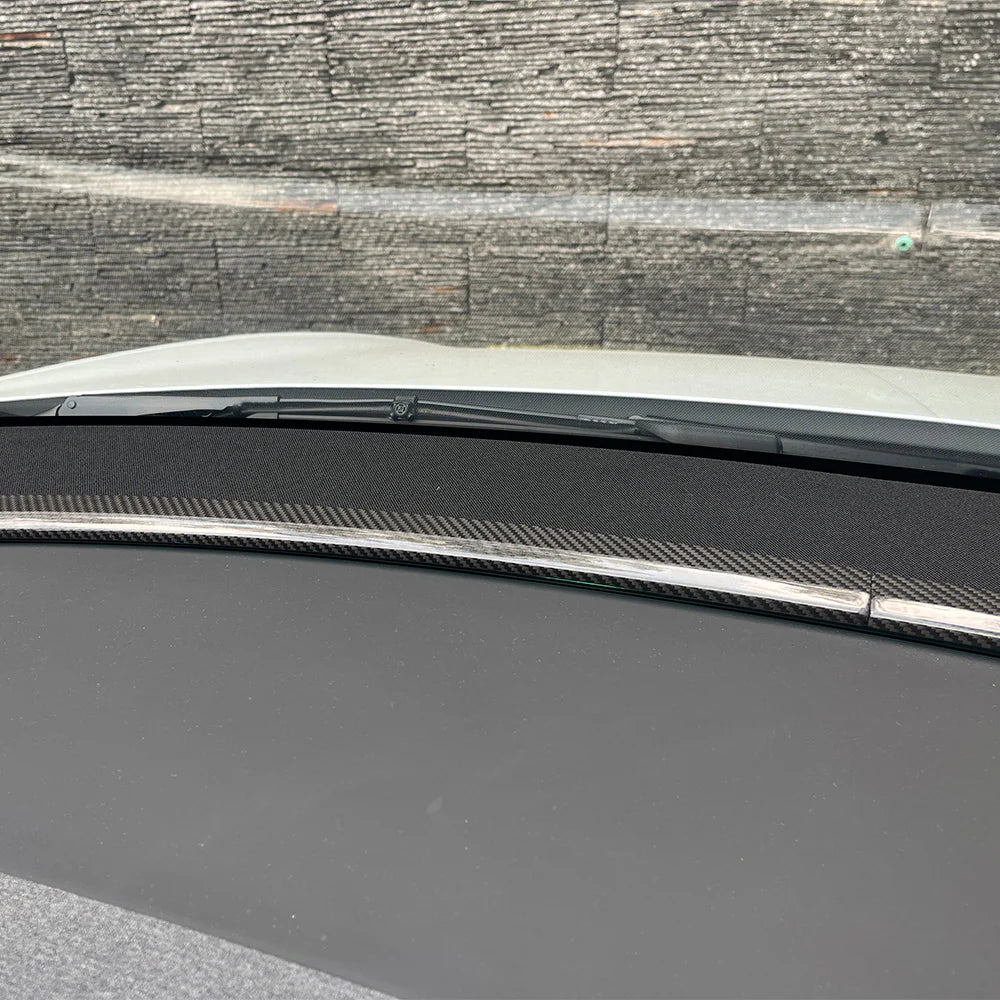 Dry Real Carbon Fiber Upper Dashboard Split Overlay Cover for Tesla Model Y Juniper 2025+ & Model Y L 2026 – 1x1 Plain / 2x2 Twill Weave, OEM Fit Interior Trim Upgrade
