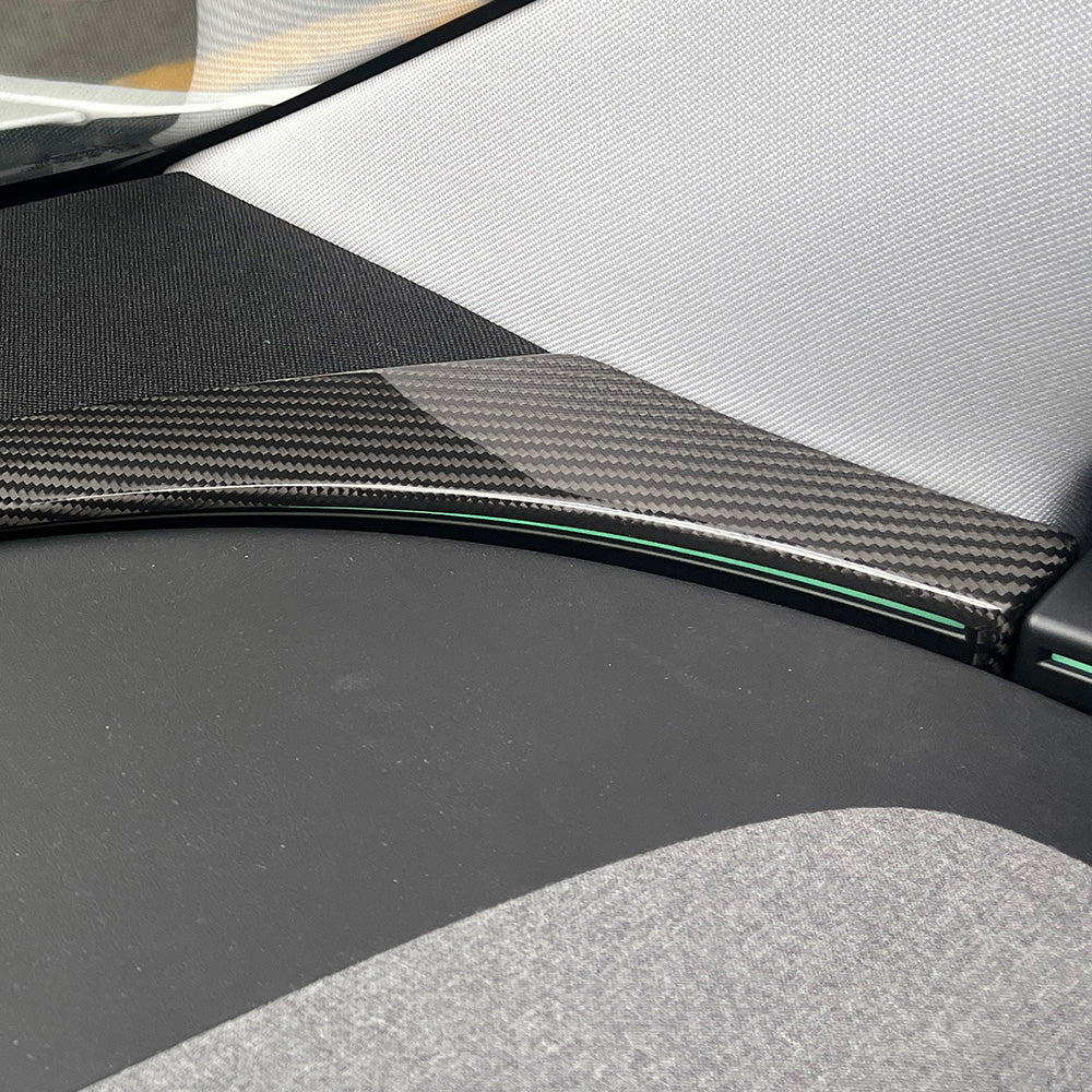 Dry Real Carbon Fiber Upper Dashboard Split Overlay Cover for Tesla Model Y Juniper 2025+ & Model Y L 2026 – 1x1 Plain / 2x2 Twill Weave, OEM Fit Interior Trim Upgrade