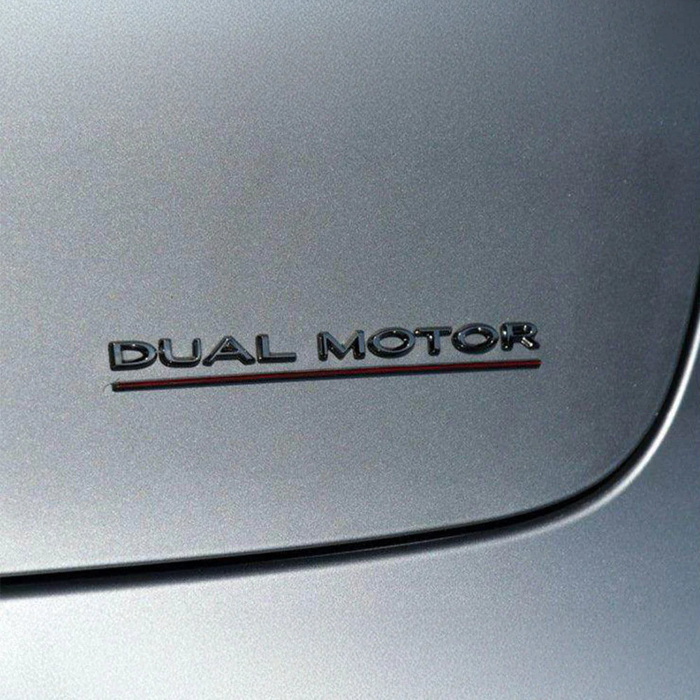 Dual Motor Rear Trunk Emblem Badge for Tesla Model 3 / Model Y / Model S / Model X – Waterproof OEM-Style Exterior Decal Sticker for Tailgate, Fender & Body Styling Upgrade